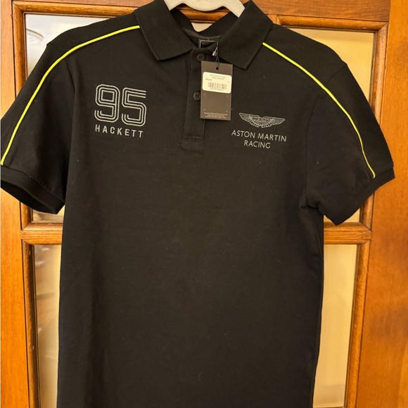 Aston Martin Racing- Hackett Black Polo with Yellow Highlights - Picture 1 of 2